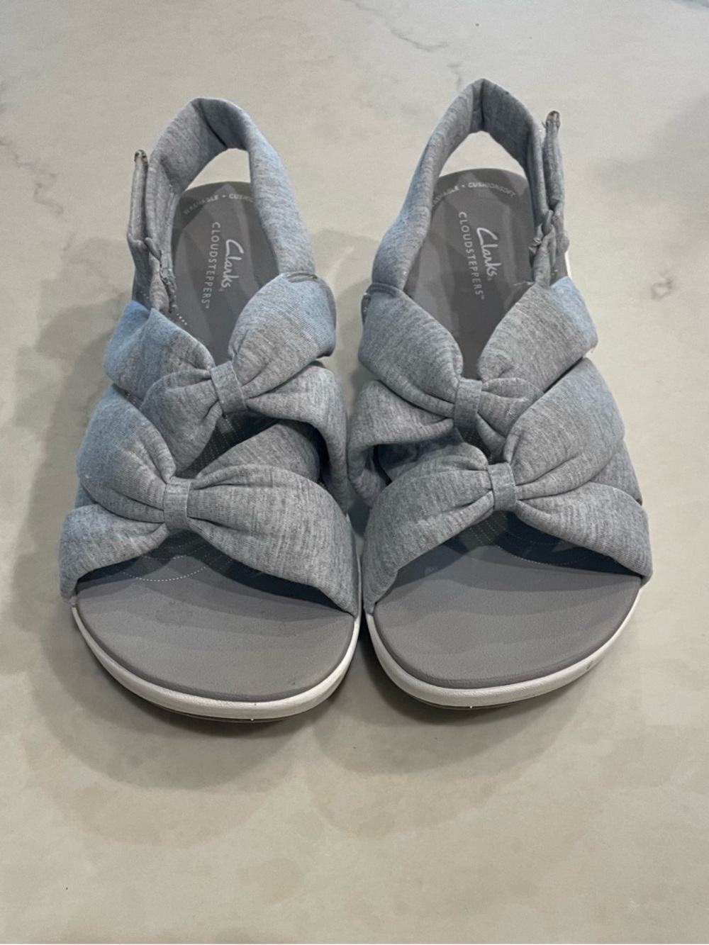 Clarks Cloudsteppers Light Gray Knotted Slingback Sandals